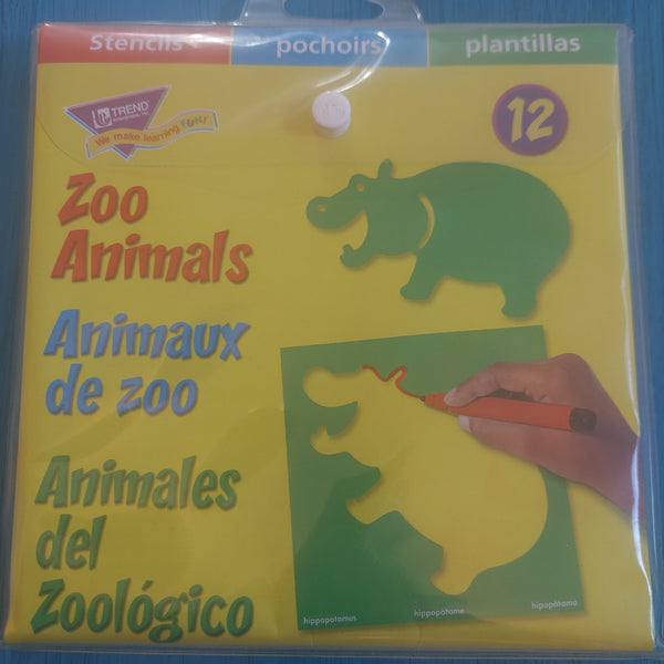 ZOO ANIMALS 12 cards per set, 24 stencils