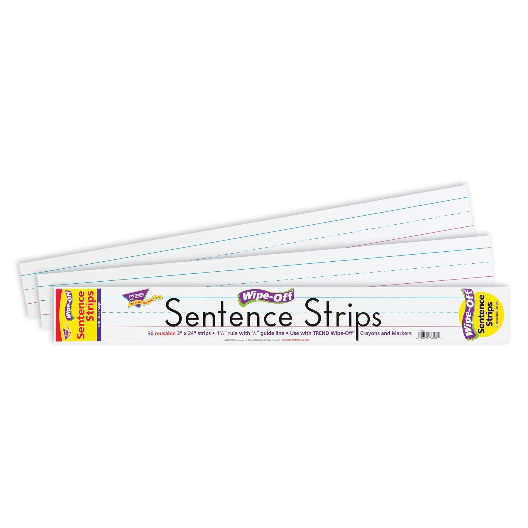 24-Inch White Wipe-Off® Sentence Strips