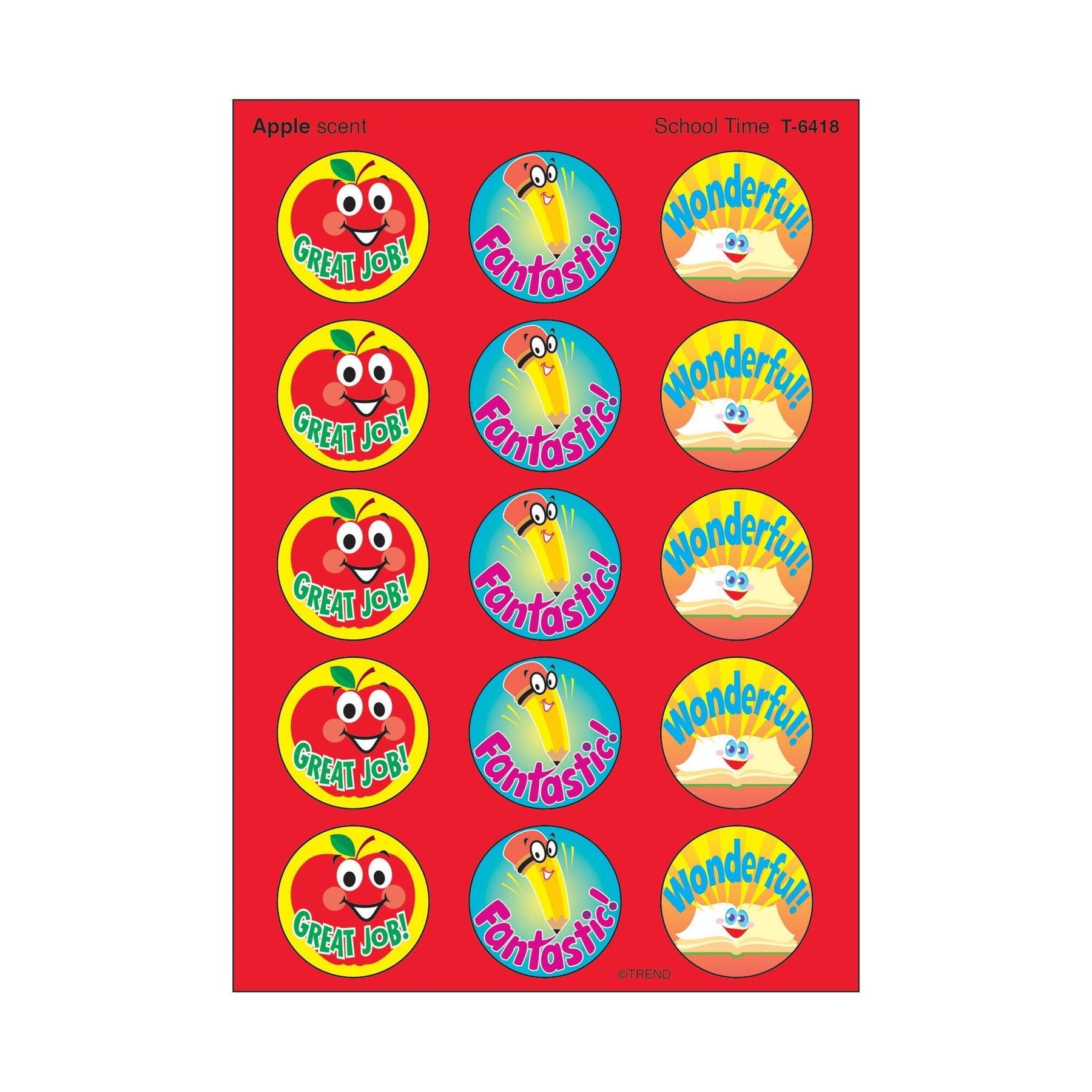 School Time, Apple scent Scratch 'n Sniff Stinky Stickers® – Large Round