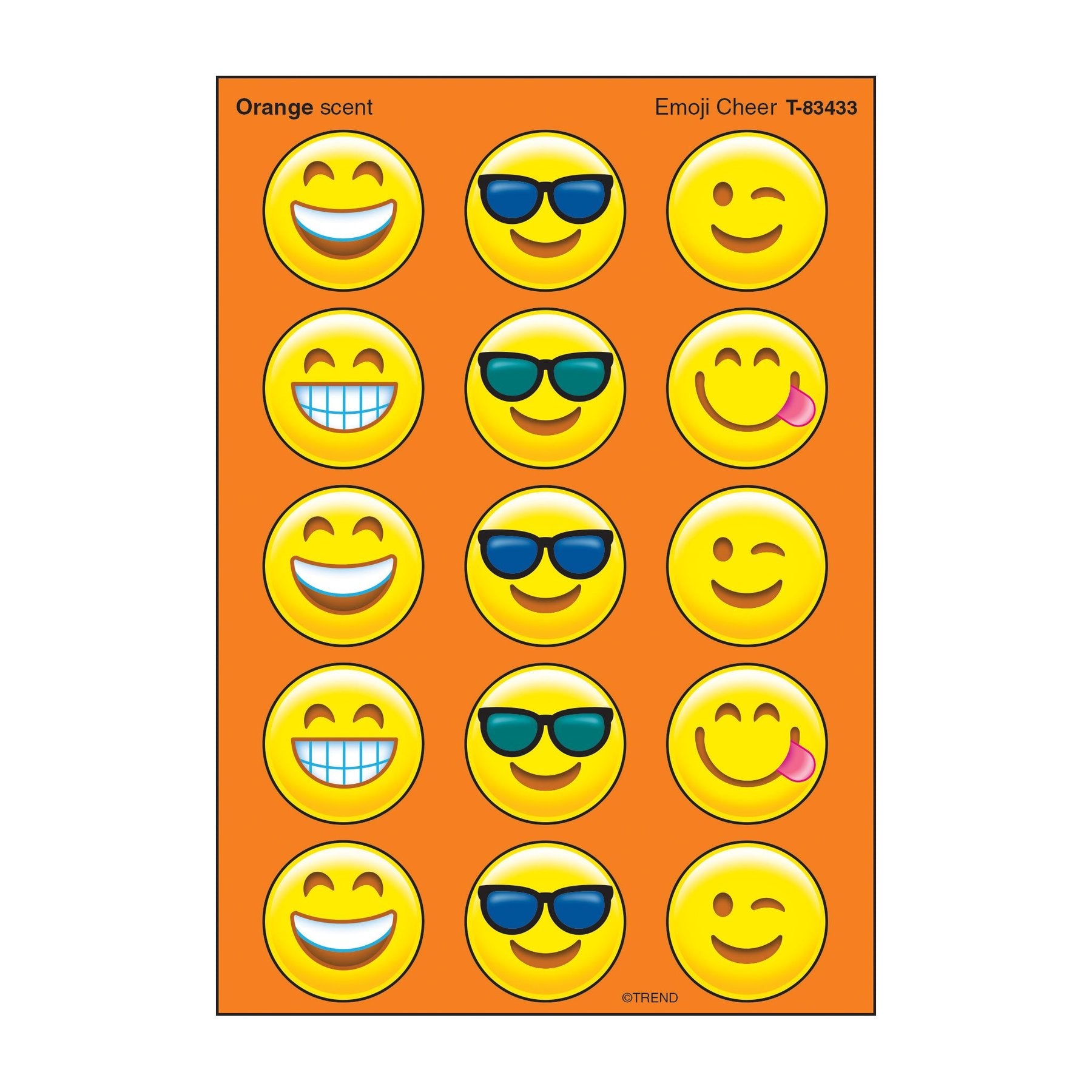 Emoji Cheer, Orange scent Scratch 'n Sniff Stinky Stickers® – Large Round